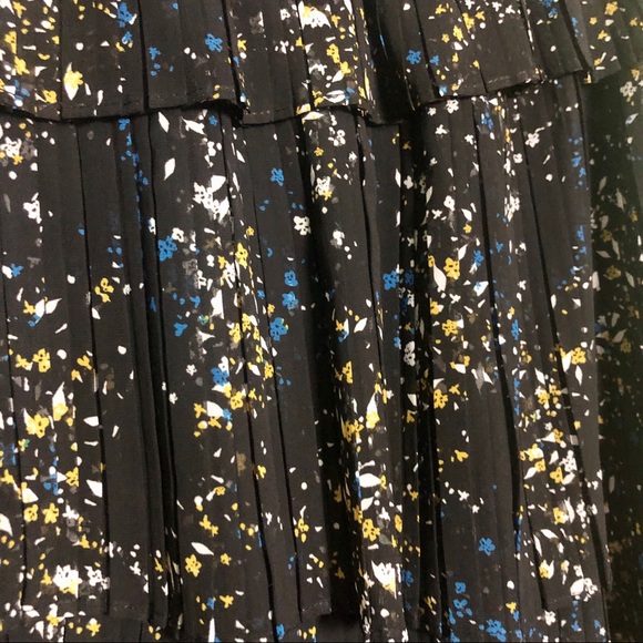 Black Ruffle Tiered Pleated Skirt with Blue Yellow - Picture 7 of 8